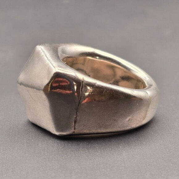 VTG Israel Sterling Silver Puffy Dome Ring Size 7 Sculptural Diamond Front 7.59g - Picture 2 of 10